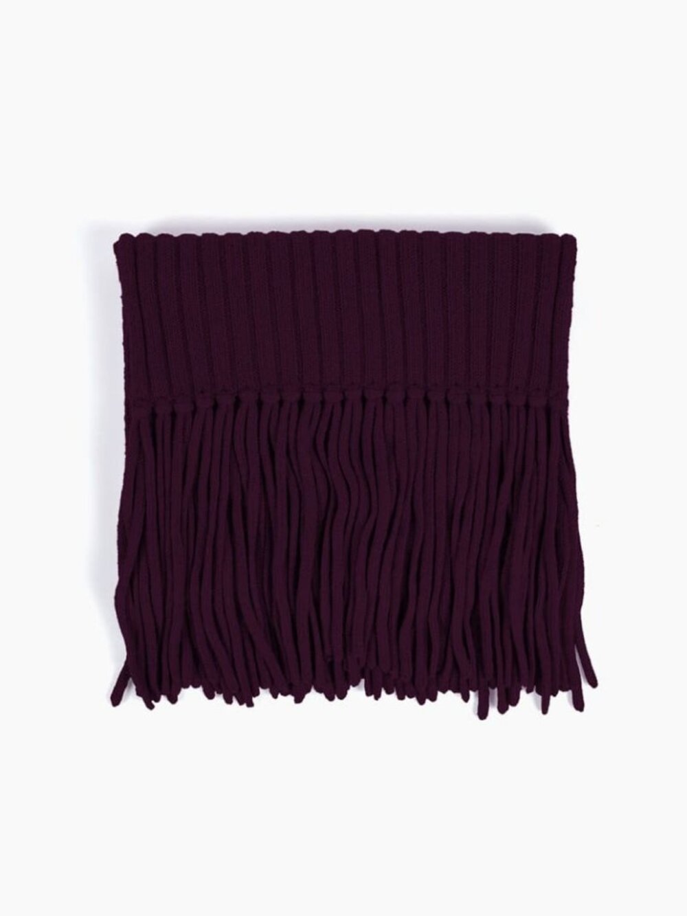 Ribbed Baby Alpaca Fringe Scarf - Aubergine
